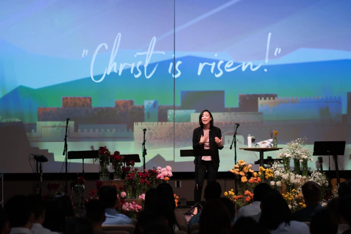 Women in Leadership Janette preaching on Easter Sunday